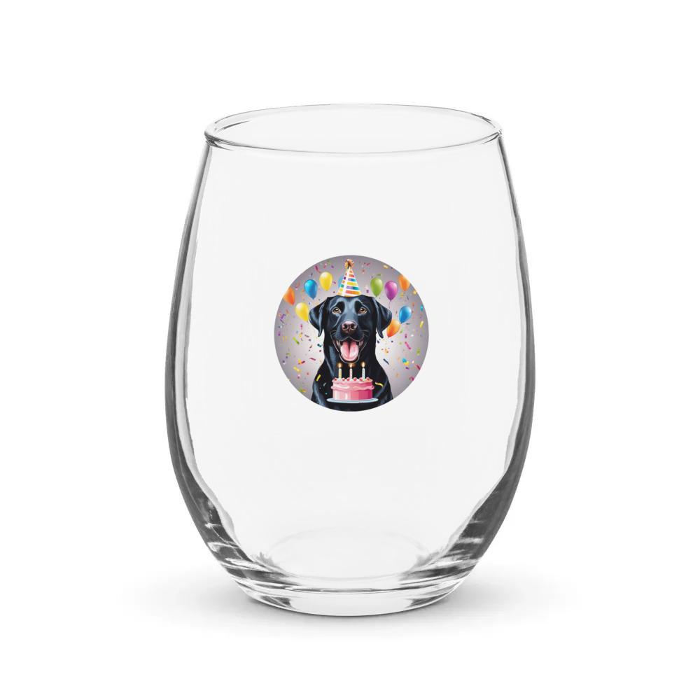 PugMug Custom Black Labrador Retriever Stemless Wine Glass