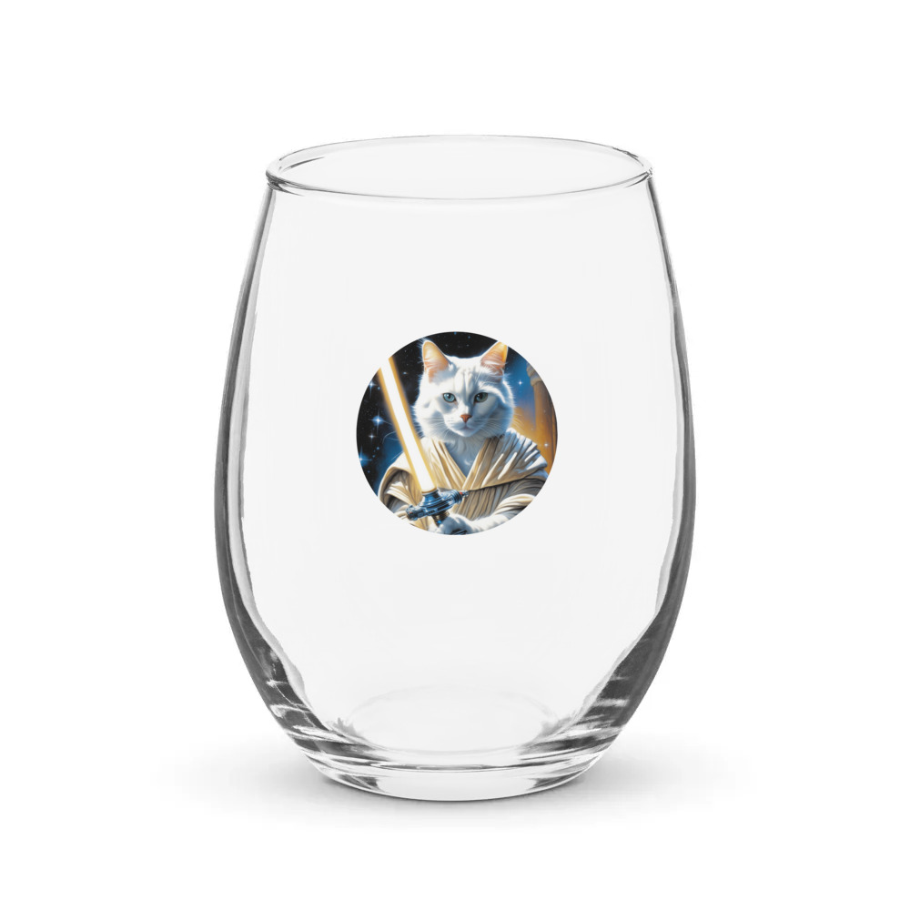 PugMug Custom White Companion Cat Stemless Wine Glass