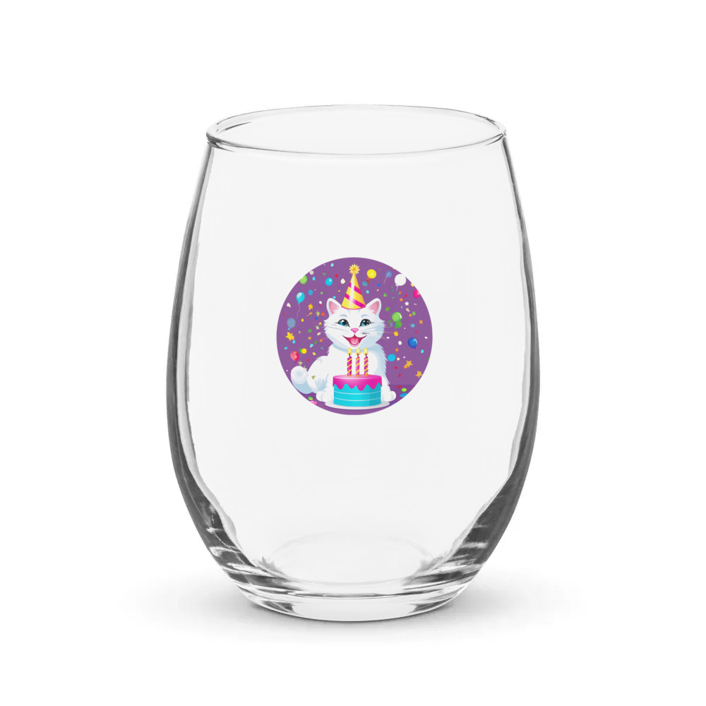 PugMug Custom White Companion Cat Stemless Wine Glass