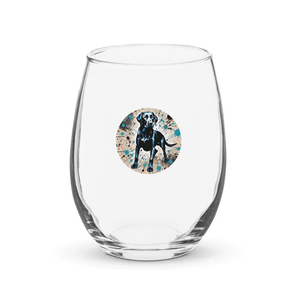 PugMug Custom Black Labrador Retriever Stemless Wine Glass