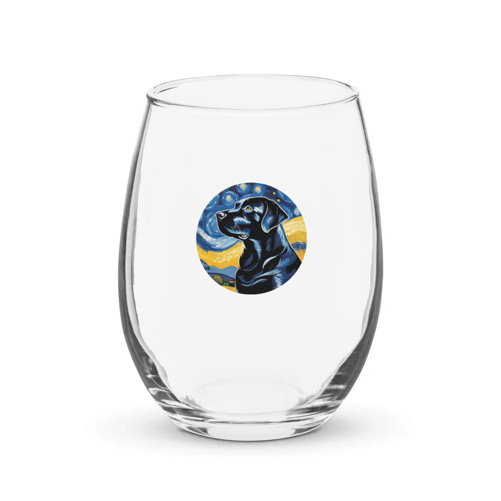 PugMug Custom Black Labrador Retriever Stemless Wine Glass