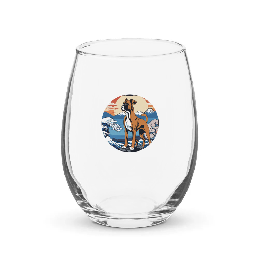 PugMug Custom Boxer Dog Stemless Wine Glass