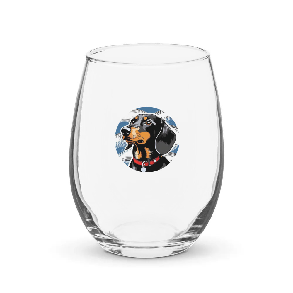 PugMug Custom Black Dachshund Stemless Wine Glass
