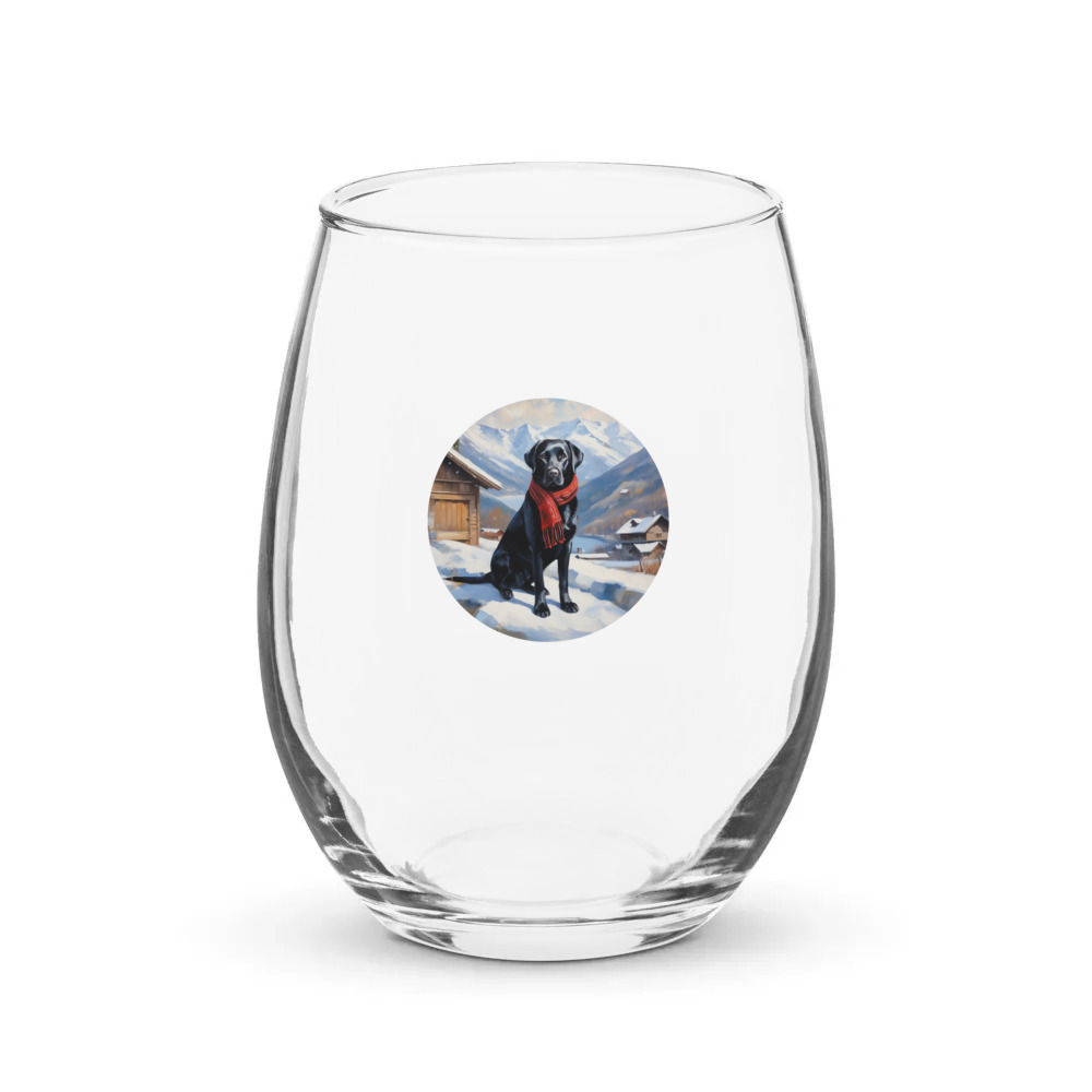 PugMug Custom Black Labrador Retriever Stemless Wine Glass