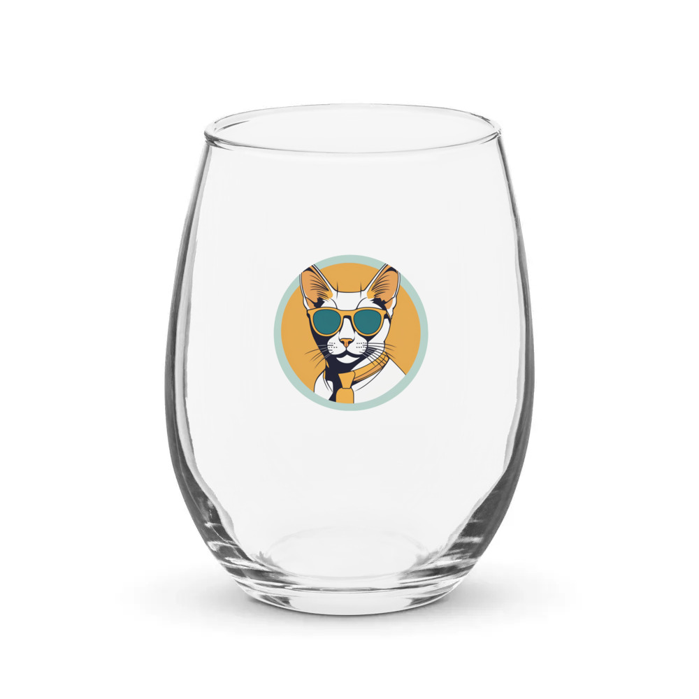 PugMug Custom White Abyssinian Cat Stemless Wine Glass
