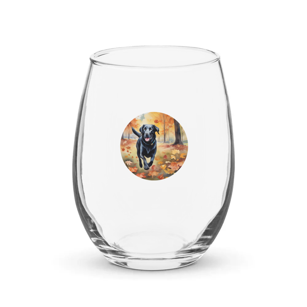 PugMug Custom Black Labrador Retriever Stemless Wine Glass
