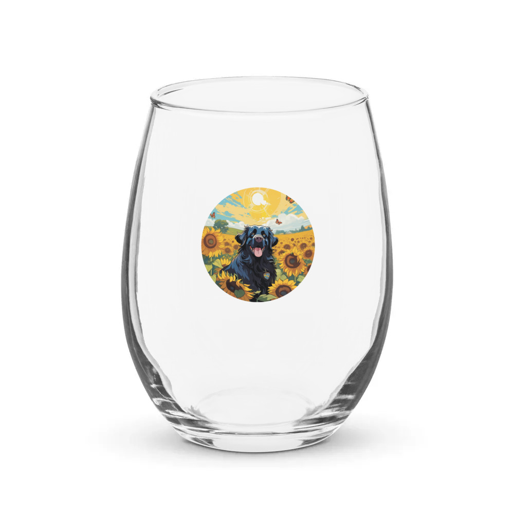 PugMug Custom Newfoundland Stemless Wine Glass