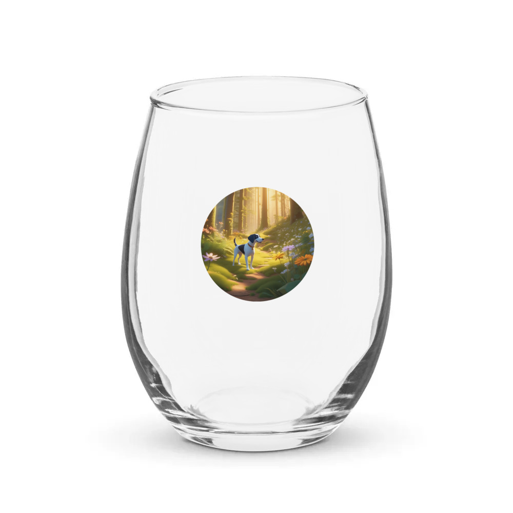 PugMug Custom Pointer Dog Stemless Wine Glass