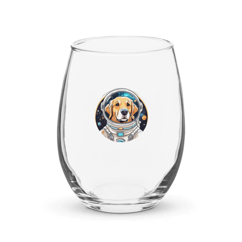 PugMug Custom Golden Retriever Stemless Wine Glass
