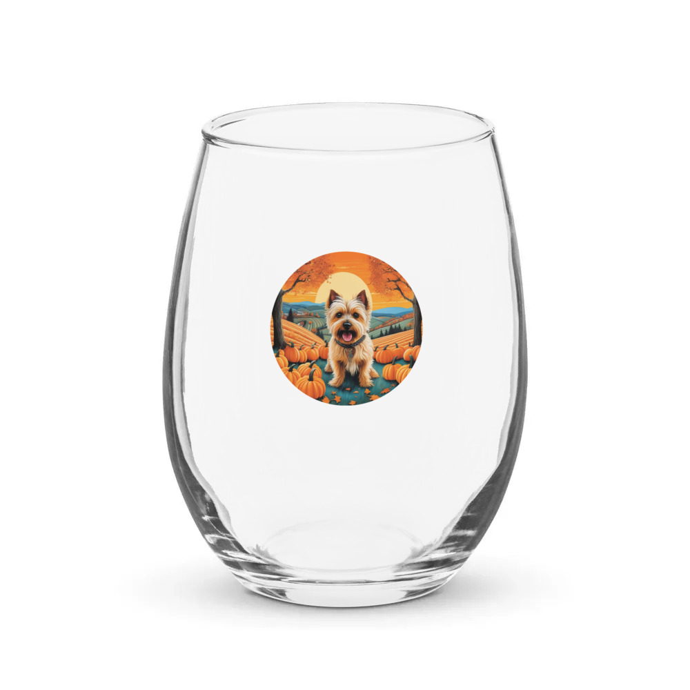 PugMug Custom Cairn Terrier Stemless Wine Glass