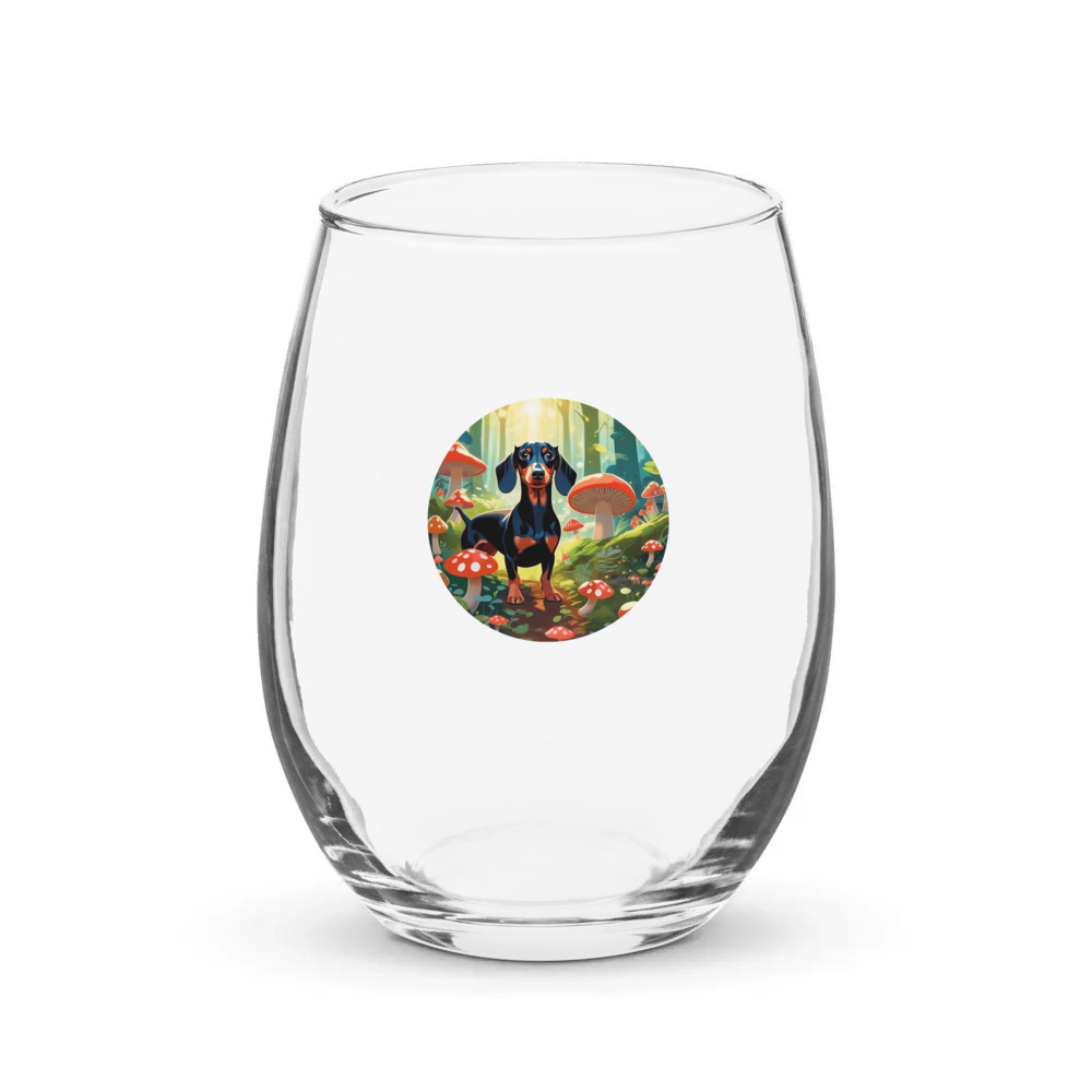 PugMug Custom Black Dachshund Stemless Wine Glass