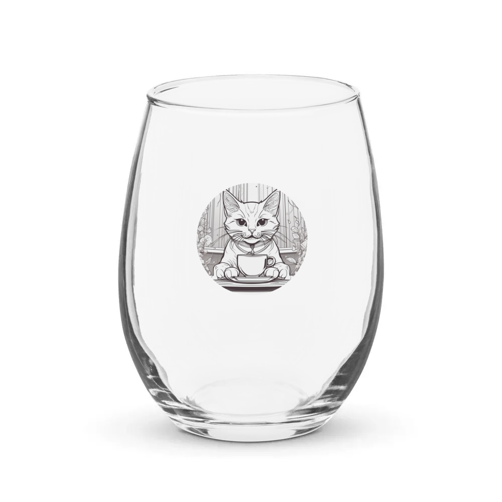 PugMug Custom White Companion Cat Stemless Wine Glass