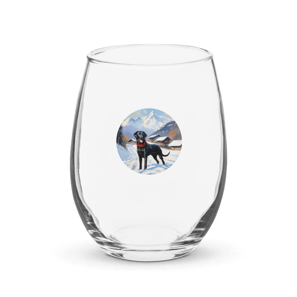 PugMug Custom Black Labrador Retriever Stemless Wine Glass