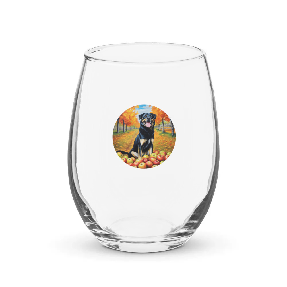 PugMug Custom Blue Stemless Wine Glass