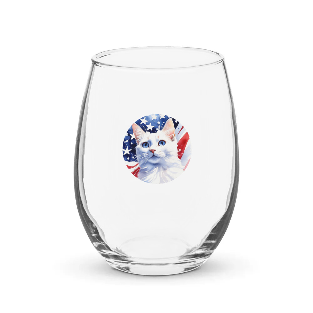 PugMug Custom White Companion Cat Stemless Wine Glass