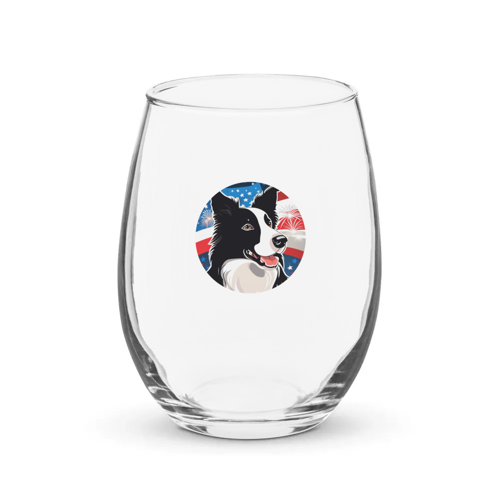 PugMug Custom Border Collie Stemless Wine Glass
