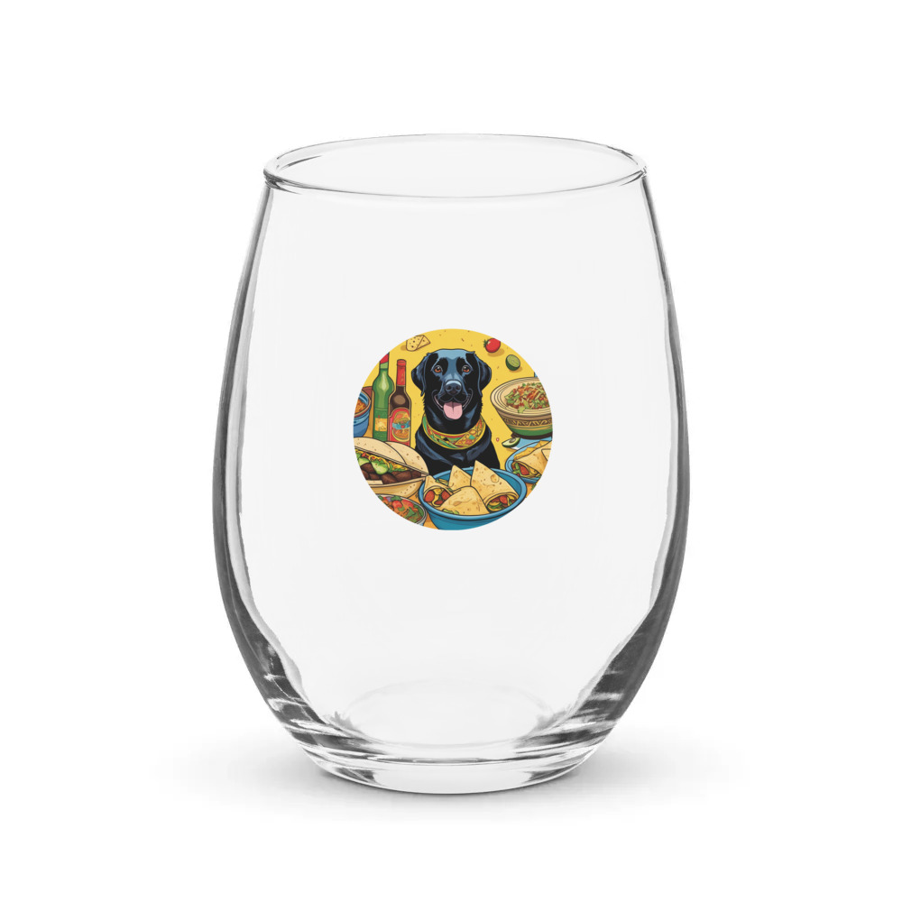 PugMug Custom Black Labrador Retriever Stemless Wine Glass