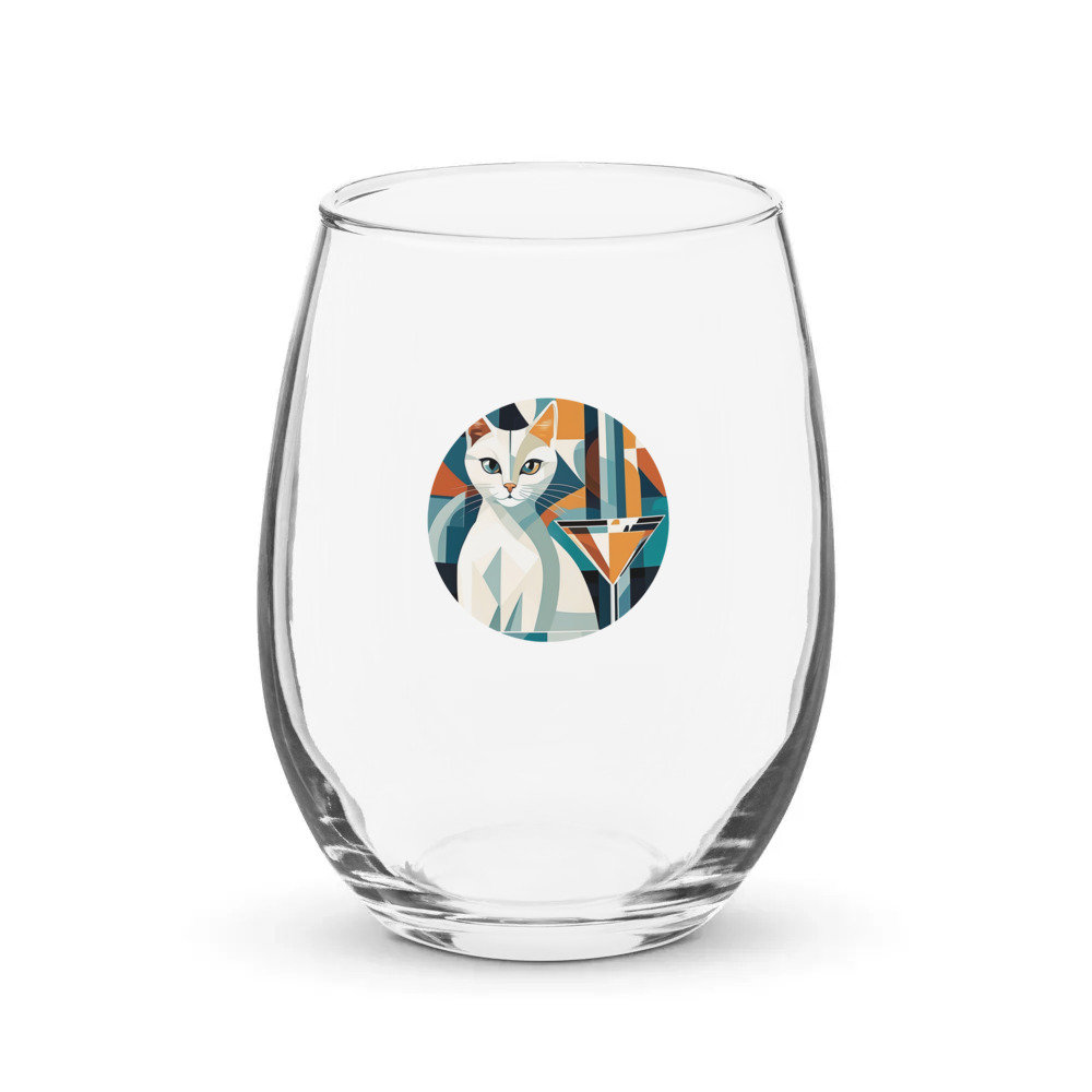 PugMug Custom White Companion Cat Stemless Wine Glass