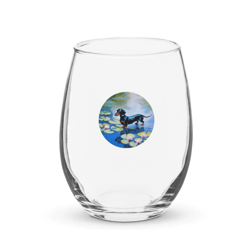 PugMug Custom Black Dachshund Stemless Wine Glass