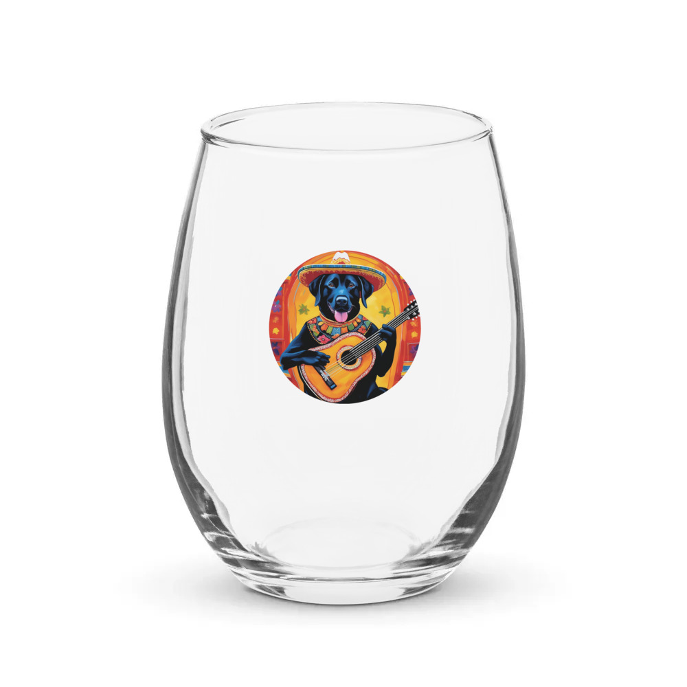 PugMug Custom Black Labrador Retriever Stemless Wine Glass