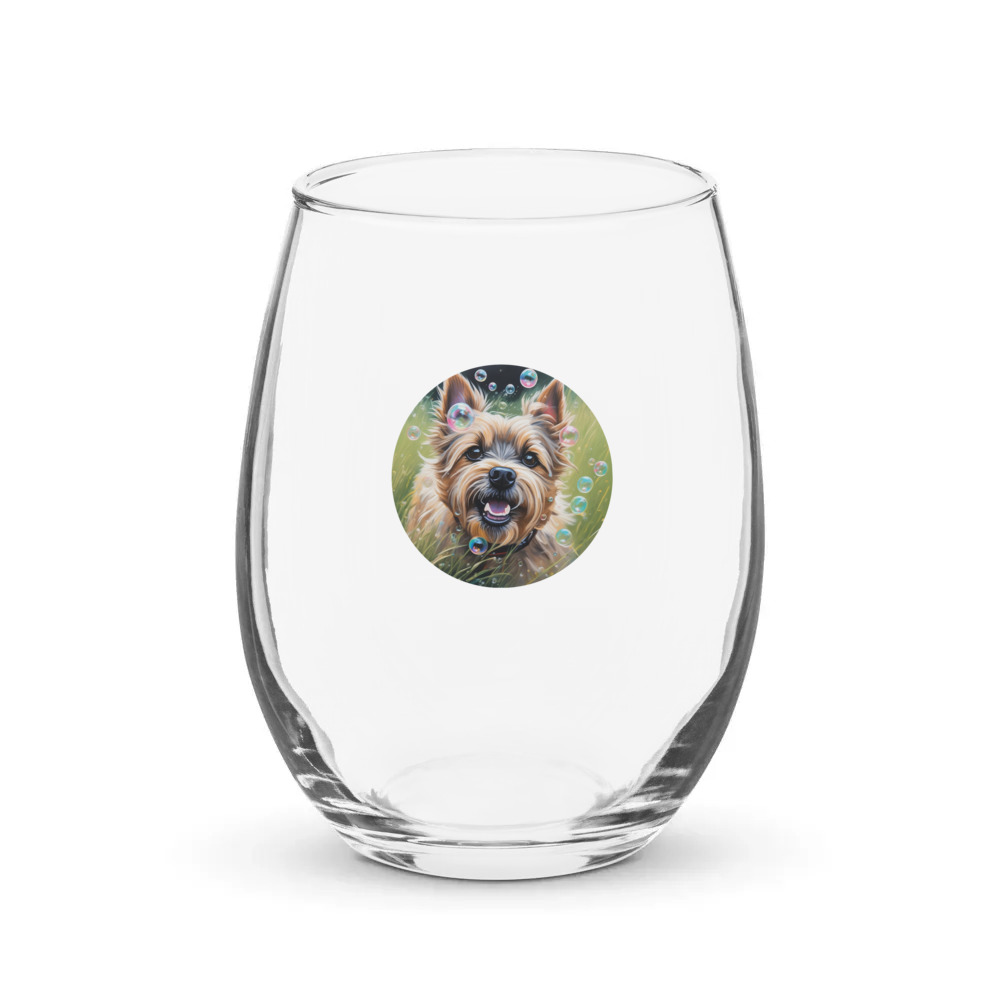 PugMug Custom Cairn Terrier Stemless Wine Glass