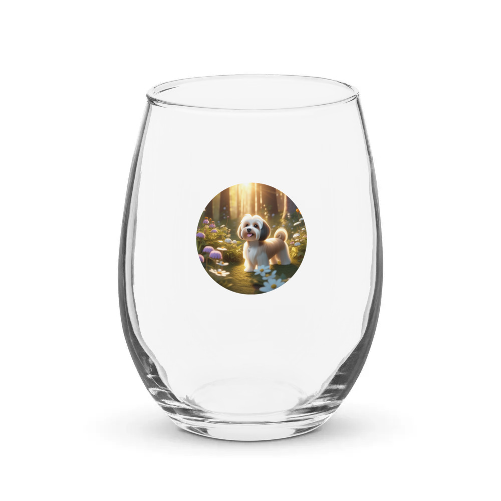 PugMug Custom Tan Havanese Dog Stemless Wine Glass