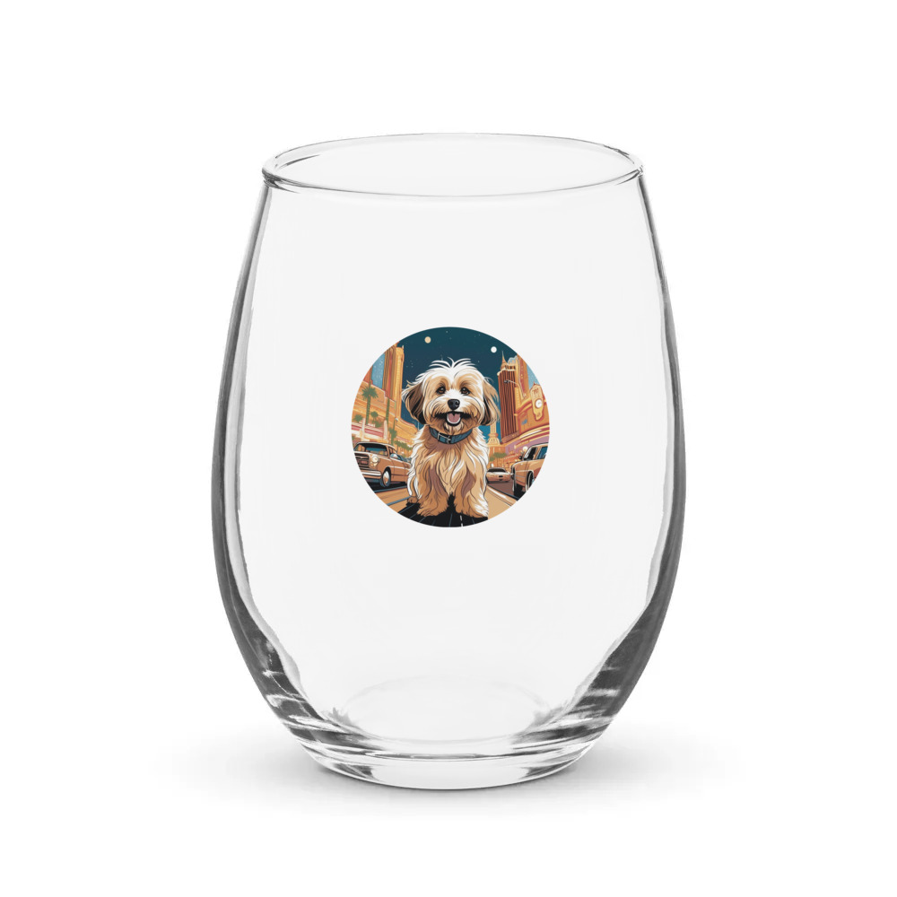 PugMug Custom Tan Havanese Dog Stemless Wine Glass