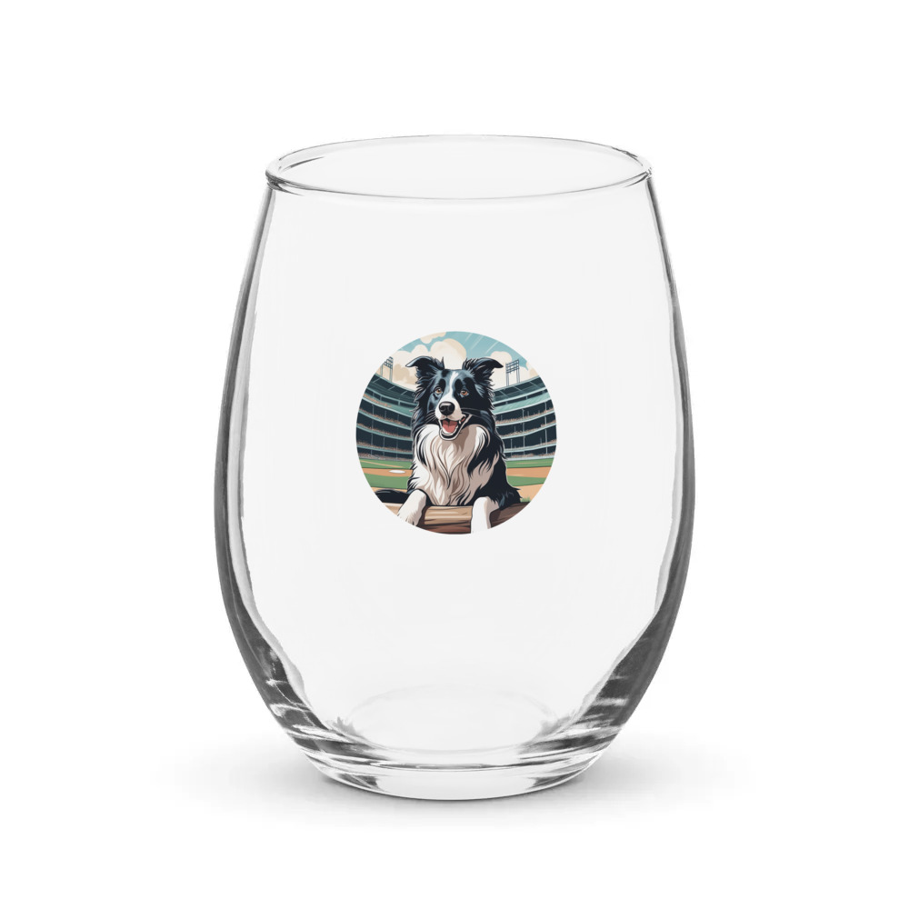 PugMug Custom Border Collie Stemless Wine Glass