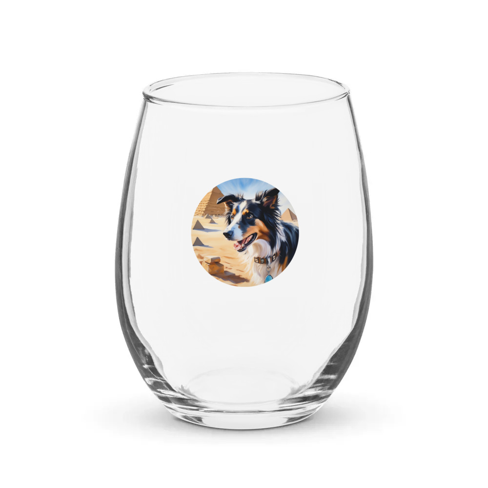 PugMug Custom Border Collie Stemless Wine Glass