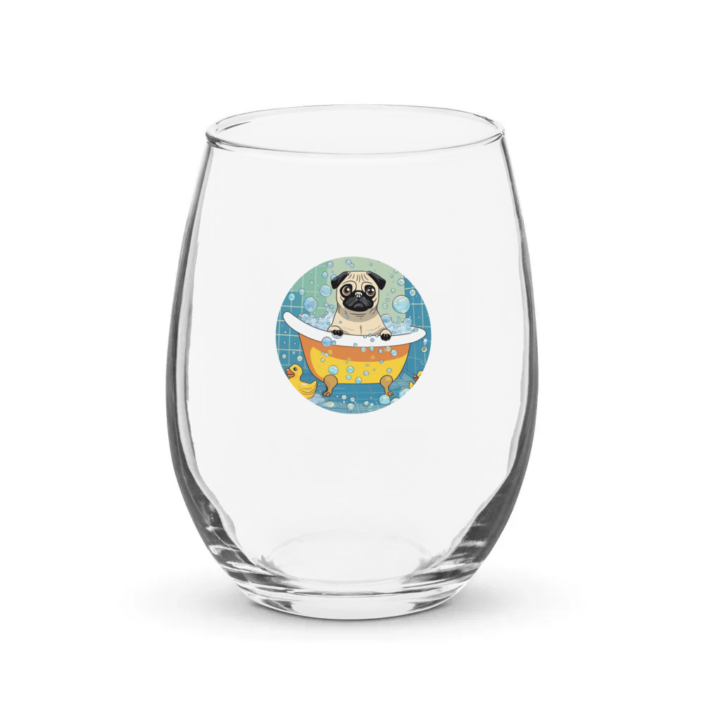 PugMug Custom Pug Stemless Wine Glass
