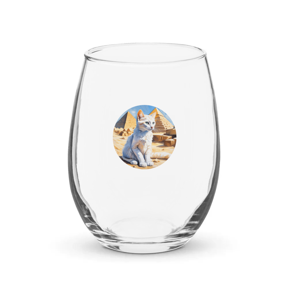 PugMug Custom White Companion Cat Stemless Wine Glass