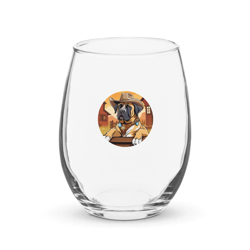 PugMug Custom Mastiff Stemless Wine Glass