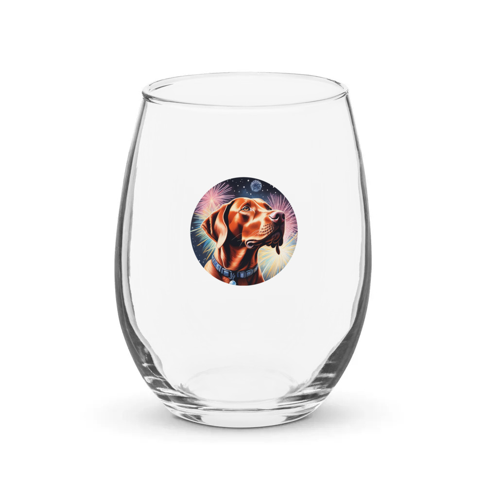 PugMug Custom Vizsla Stemless Wine Glass