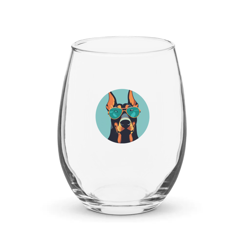 PugMug Custom Doberman Pinscher Stemless Wine Glass