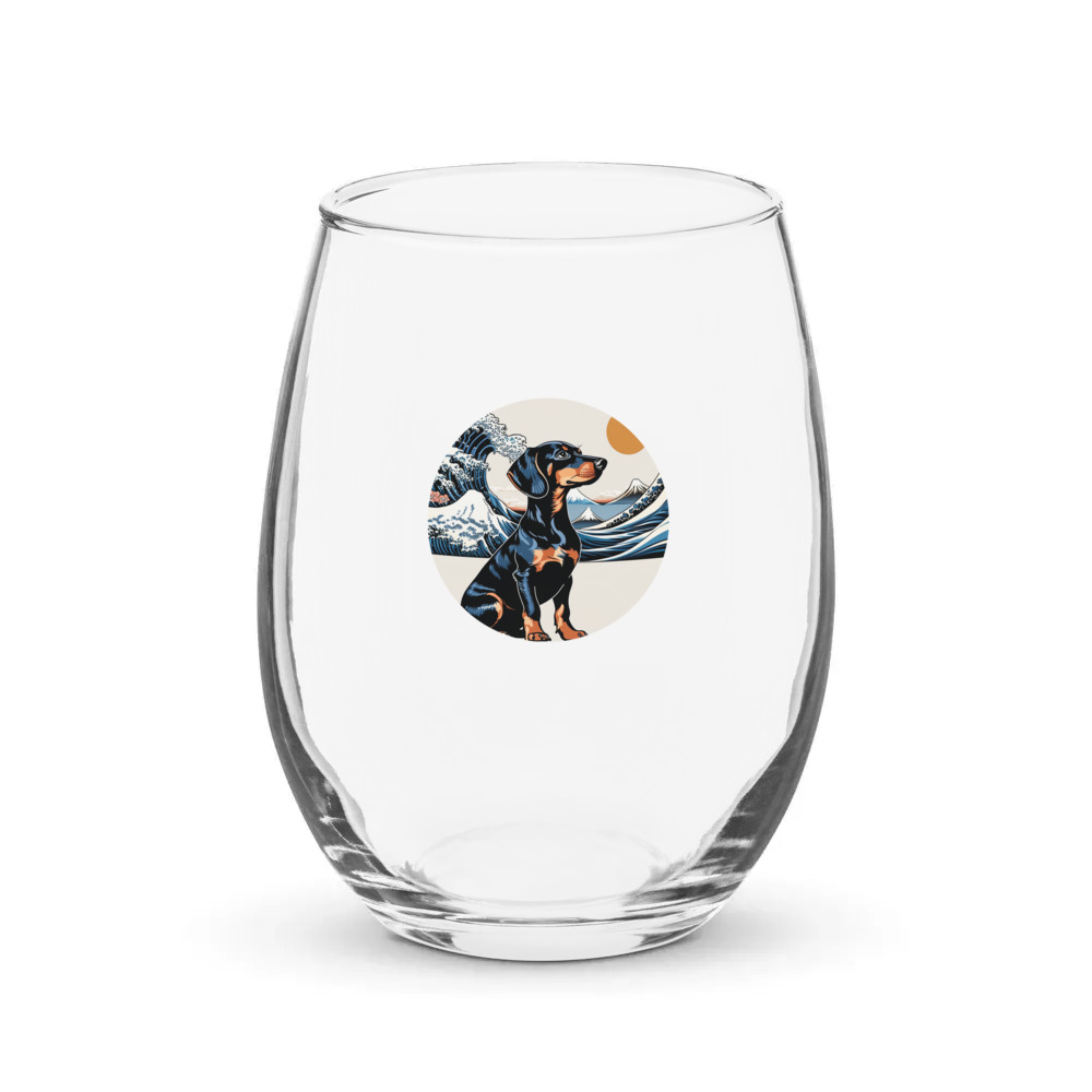 PugMug Custom Black Dachshund Stemless Wine Glass