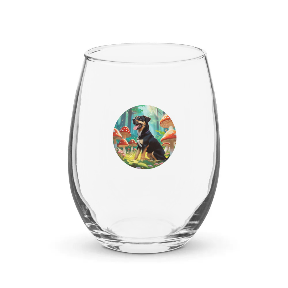 PugMug Custom Blue Stemless Wine Glass