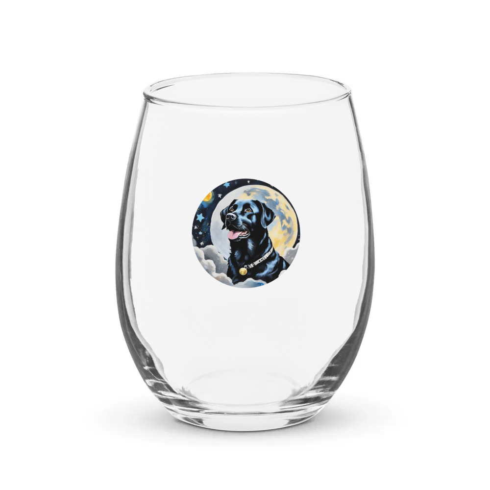 PugMug Custom Black Labrador Retriever Stemless Wine Glass