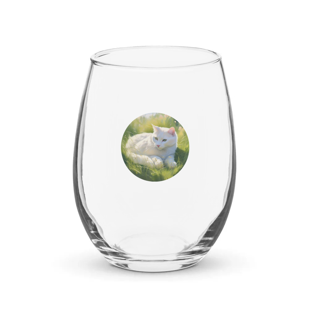 PugMug Custom White Exotic Cat Stemless Wine Glass