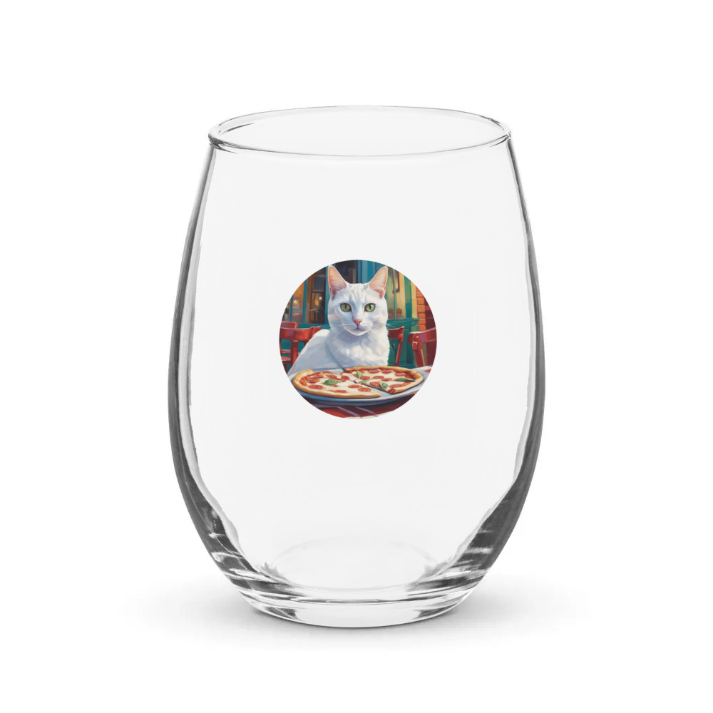 PugMug Custom White Companion Cat Stemless Wine Glass