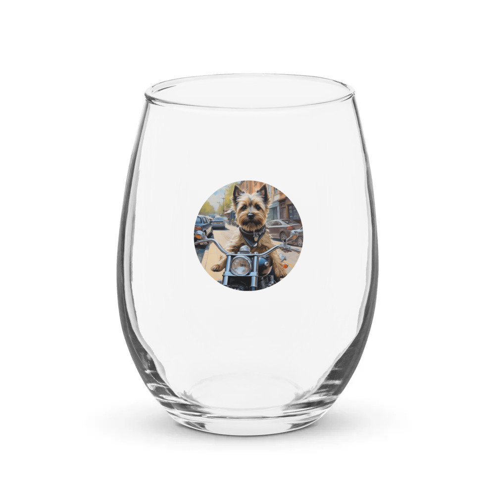 PugMug Custom Cairn Terrier Stemless Wine Glass