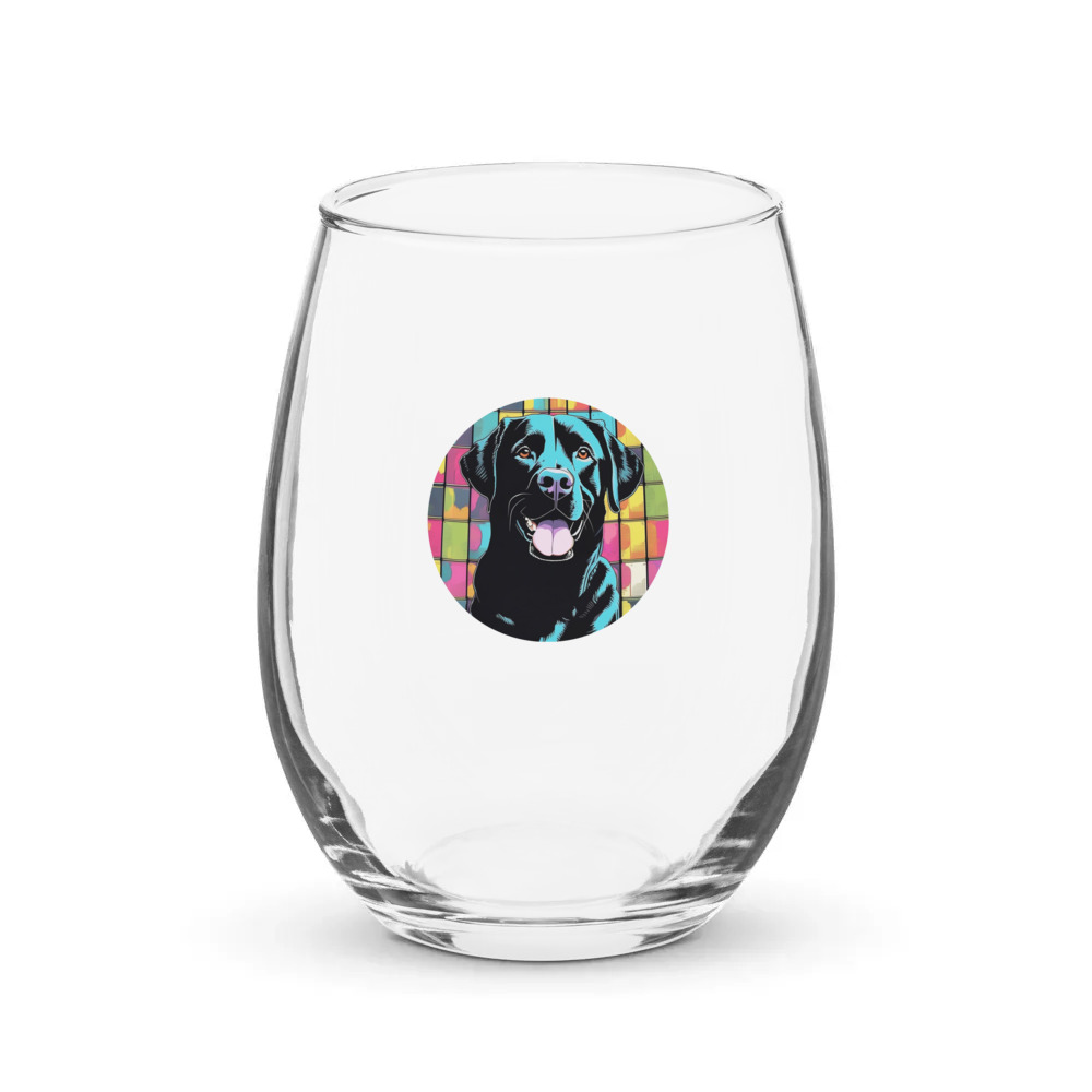 PugMug Custom Black Labrador Retriever Stemless Wine Glass