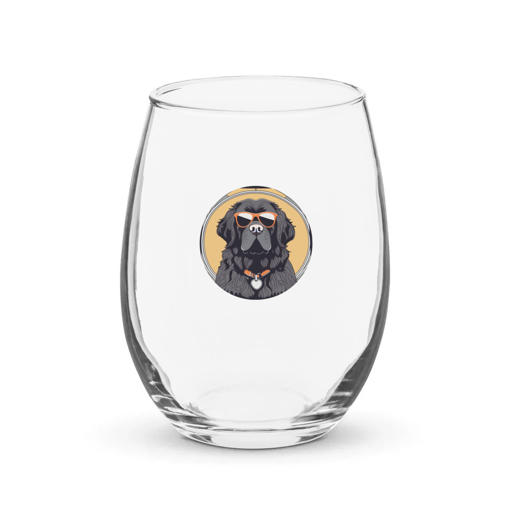 PugMug Custom Newfoundland Stemless Wine Glass