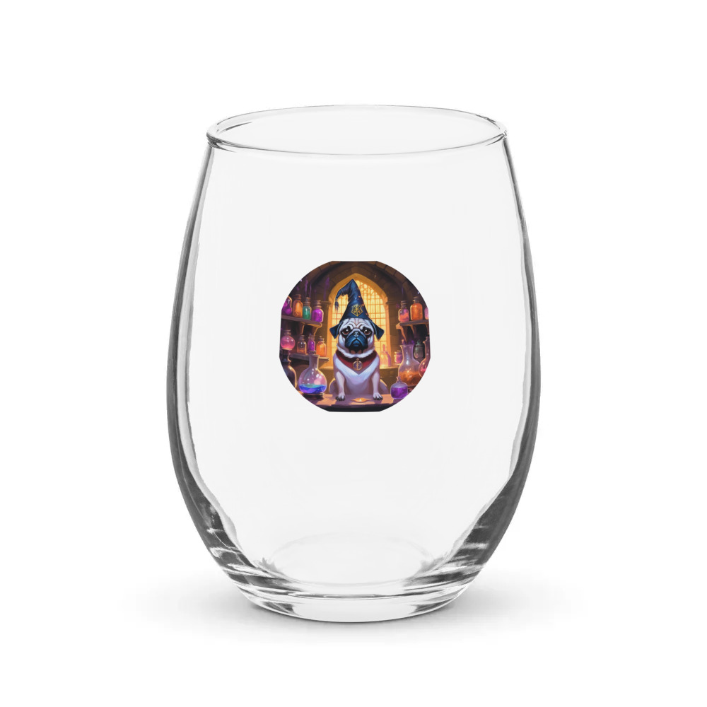 PugMug Custom Pug Stemless Wine Glass