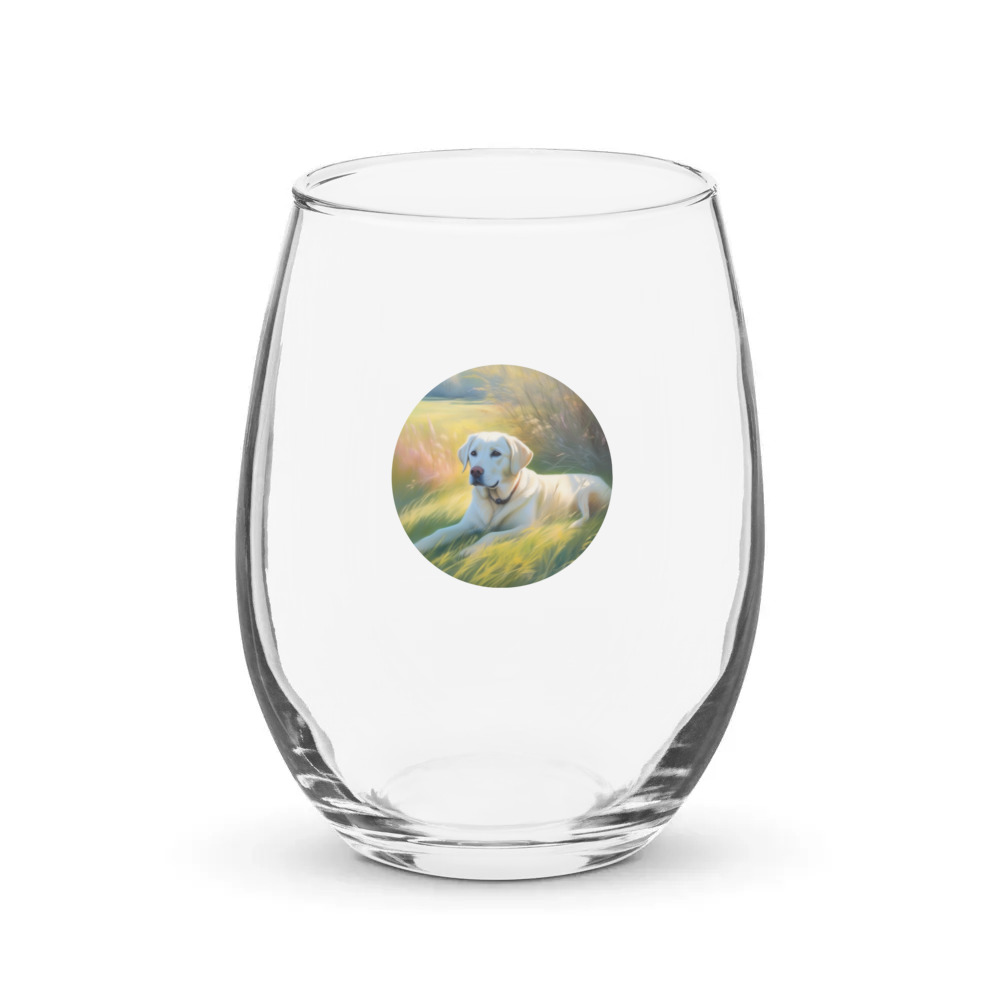 PugMug Custom White Labrador Retriever Stemless Wine Glass