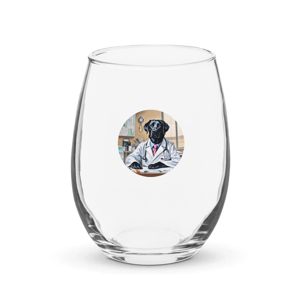 PugMug Custom Black Labrador Retriever Stemless Wine Glass