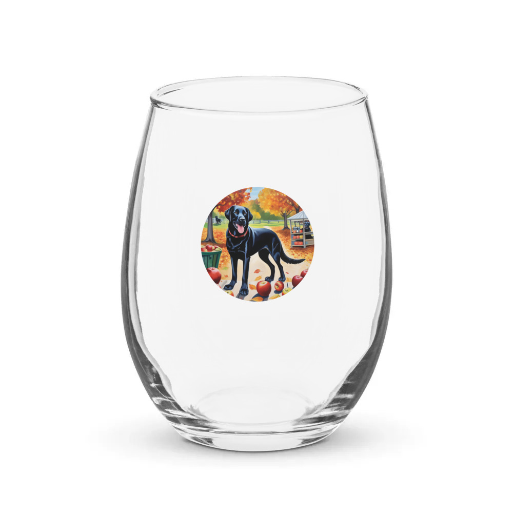 PugMug Custom Black Labrador Retriever Stemless Wine Glass