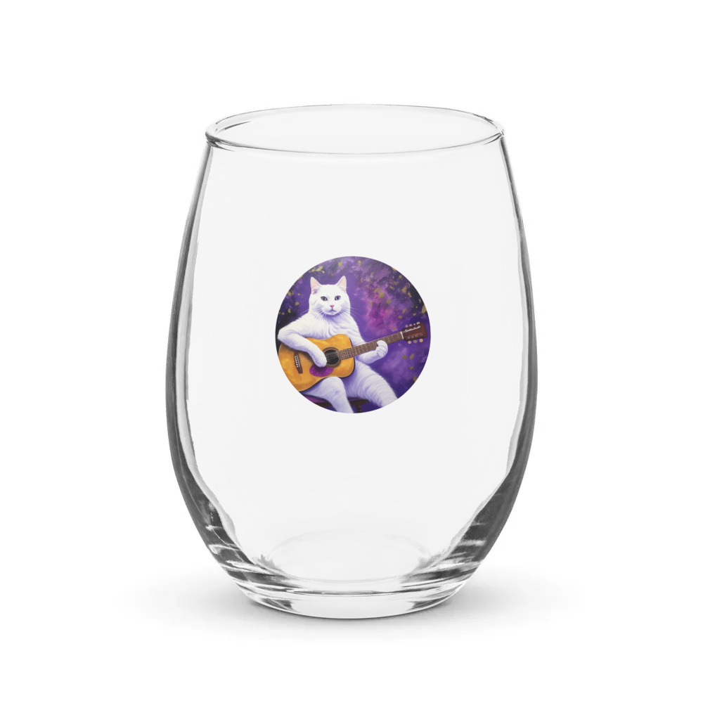 PugMug Custom White Companion Cat Stemless Wine Glass