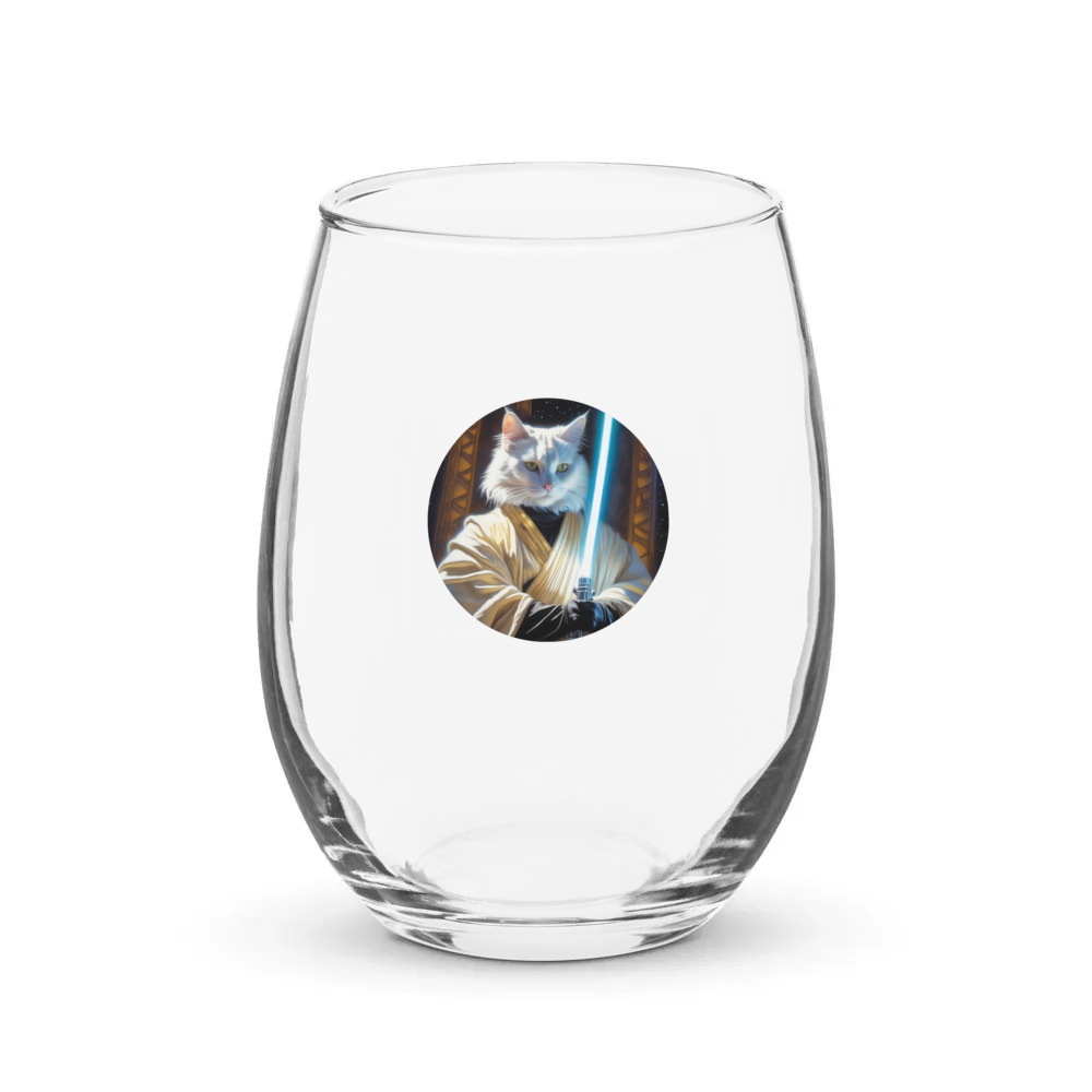 PugMug Custom White Companion Cat Stemless Wine Glass