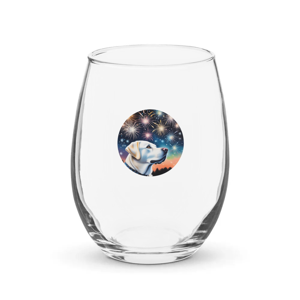 PugMug Custom White Labrador Retriever Stemless Wine Glass
