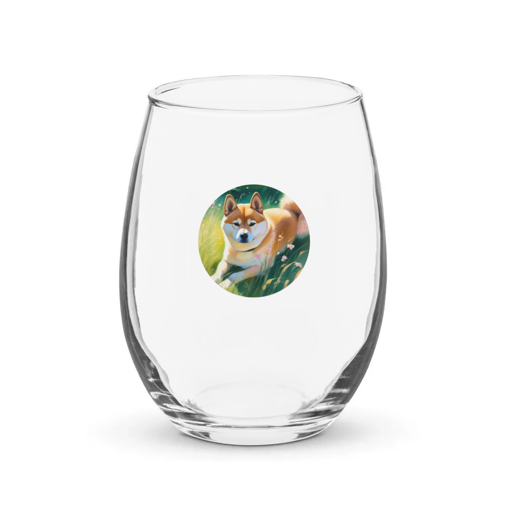 PugMug Custom Shiba Inu Stemless Wine Glass